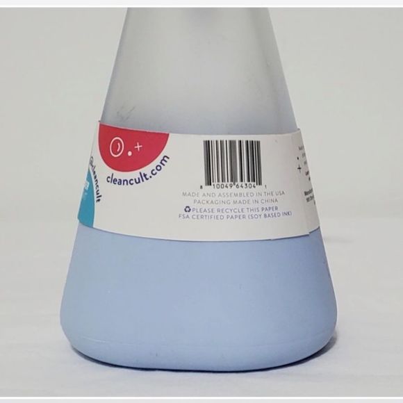 New Cleancult Soap Bottle 12oz Home Reusable Liquid Frosted Glass Blue Empty NWT - Picture 7 of 16